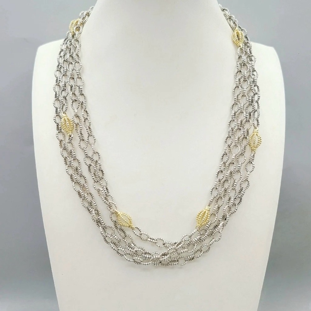 LAGOS Multi-Strand Silver Necklace with Gold Accents